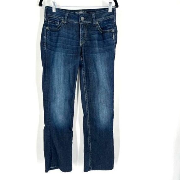 Silver Jeans Co Suki 17" Straight Leg Jeans Dark Blue Denim Size 27” Size 4 - Picture 1 of 11